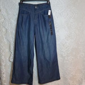 High-Rise Dark Wash Wide-Leg Yoke Jean